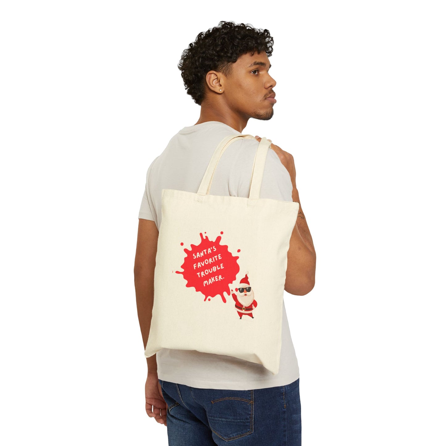 Santa's Favorite Trouble Maker Tote Bag, Holiday Gift, Reusable Shopping Bag, Eco-Friendly Tote, Christmas Shopper, Fun Holiday Accessory