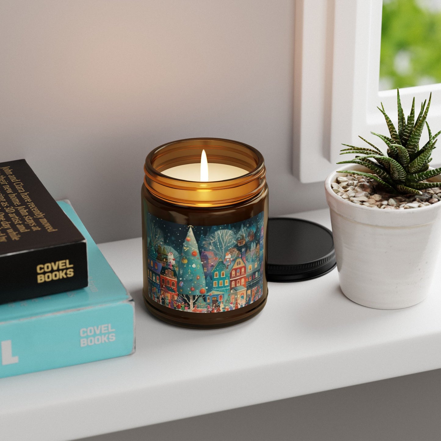 Christmas Soy Candle - Amber Jar, Home Decor, XmasTree, Aromatherapy Candle, Eco-Friendly, Divination Decor