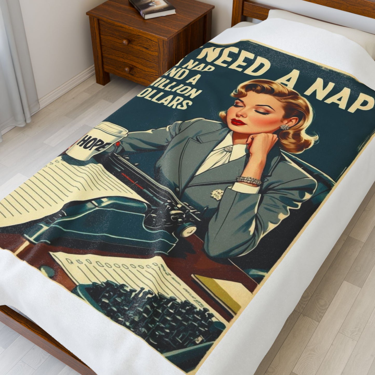 Cozy Vintage-Inspired Velveteen Plush Blanket with 'I Need A Nap' Design, Soft Throw for Home Relaxation, Ideal Gift for Napping Lovers