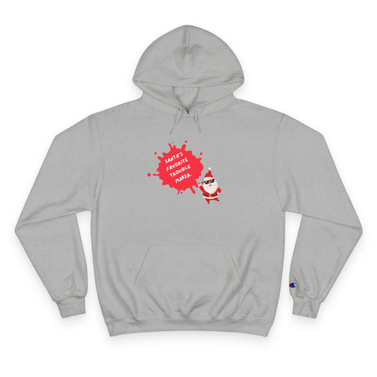 Fun Holiday Hoodie with Santa Design, Christmas Gift, Cozy Winter Wear, Funny Sweatshirt, Unisex Champion Hoodie