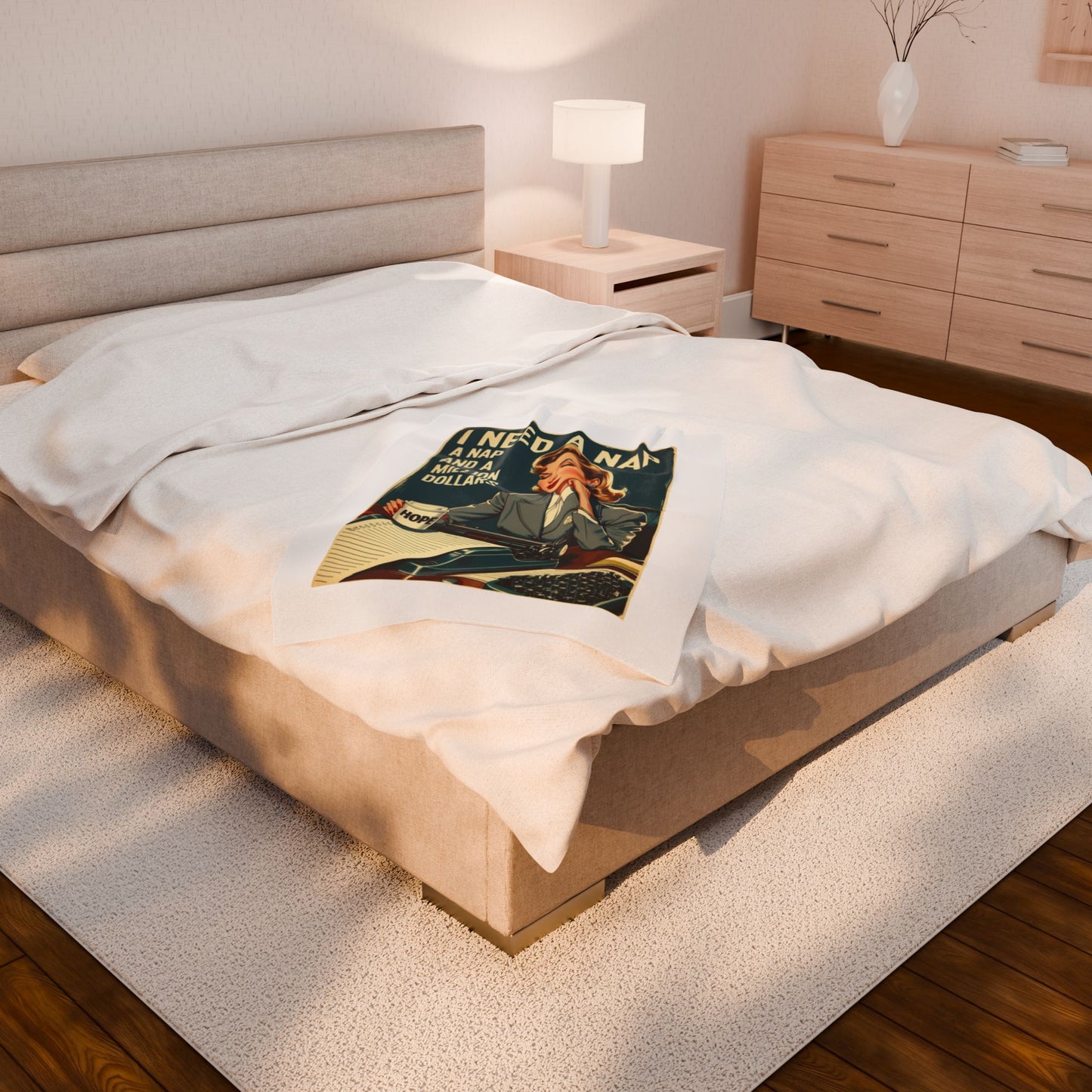 Cozy Vintage-Inspired Velveteen Plush Blanket with 'I Need A Nap' Design, Soft Throw for Home Relaxation, Ideal Gift for Napping Lovers