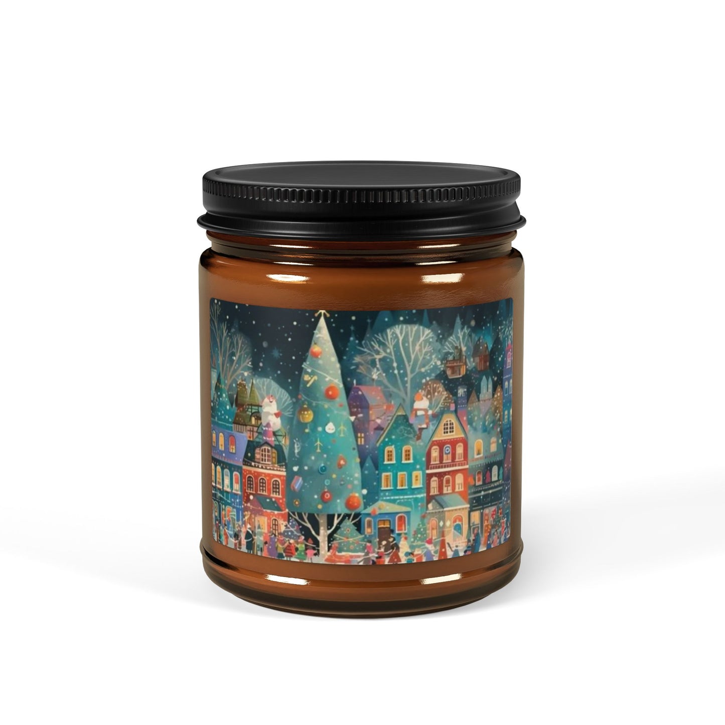 Christmas Soy Candle - Amber Jar, Home Decor, XmasTree, Aromatherapy Candle, Eco-Friendly, Divination Decor
