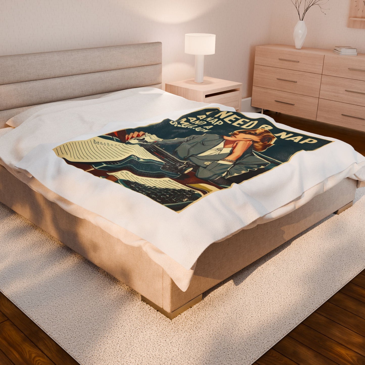 Cozy Vintage-Inspired Velveteen Plush Blanket with 'I Need A Nap' Design, Soft Throw for Home Relaxation, Ideal Gift for Napping Lovers