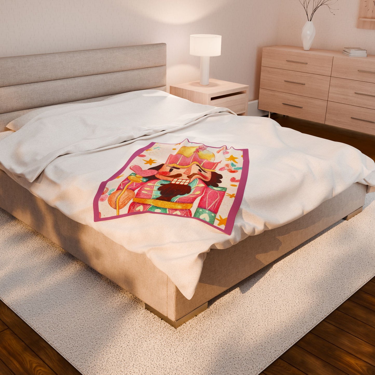 Cozy Nutcracker Velveteen Plush Blanket, Cozy Gift, Halloween Blanket, Home Comfort, Snuggle, Soft Throw