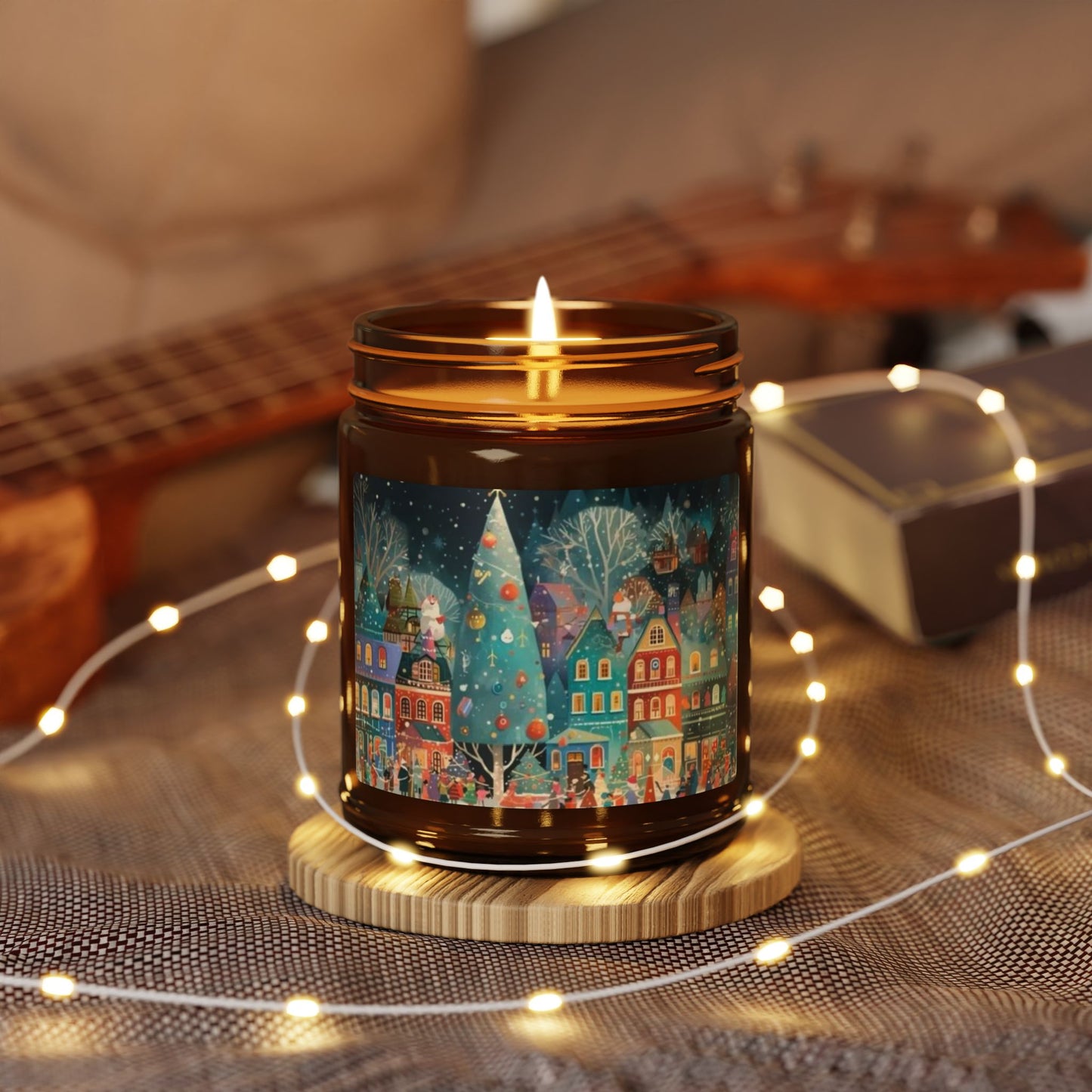 Christmas Soy Candle - Amber Jar, Home Decor, XmasTree, Aromatherapy Candle, Eco-Friendly, Divination Decor