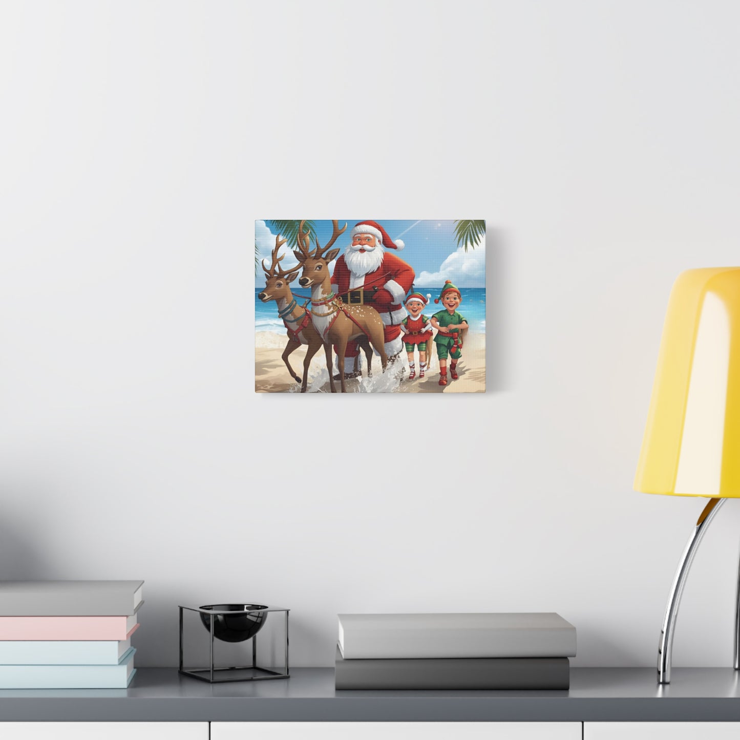 Festive Canvas Wall Art, Santa Beach Decoration, Holiday Decor, Christmas Wall Art, Kid-Friendly Home