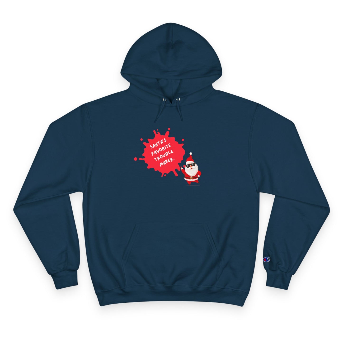 Fun Holiday Hoodie with Santa Design, Christmas Gift, Cozy Winter Wear, Funny Sweatshirt, Unisex Champion Hoodie