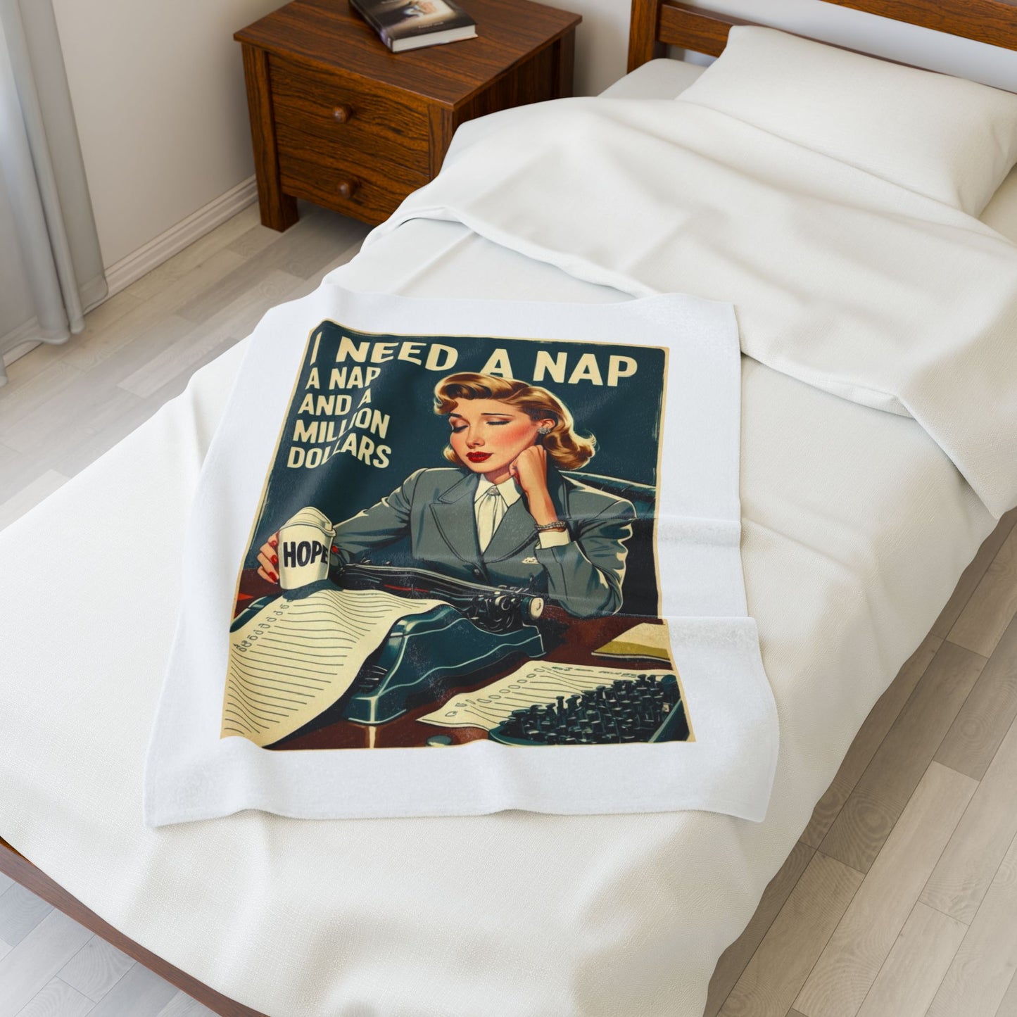 Cozy Vintage-Inspired Velveteen Plush Blanket with 'I Need A Nap' Design, Soft Throw for Home Relaxation, Ideal Gift for Napping Lovers