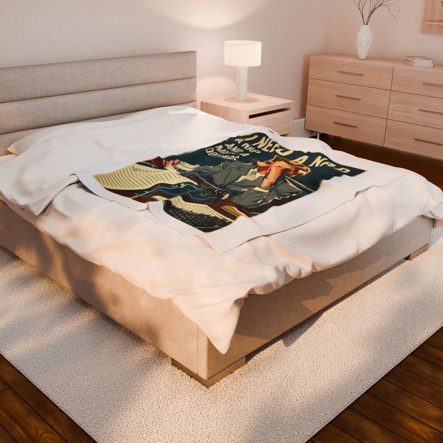 Cozy Vintage-Inspired Velveteen Plush Blanket with 'I Need A Nap' Design, Soft Throw for Home Relaxation, Ideal Gift for Napping Lovers
