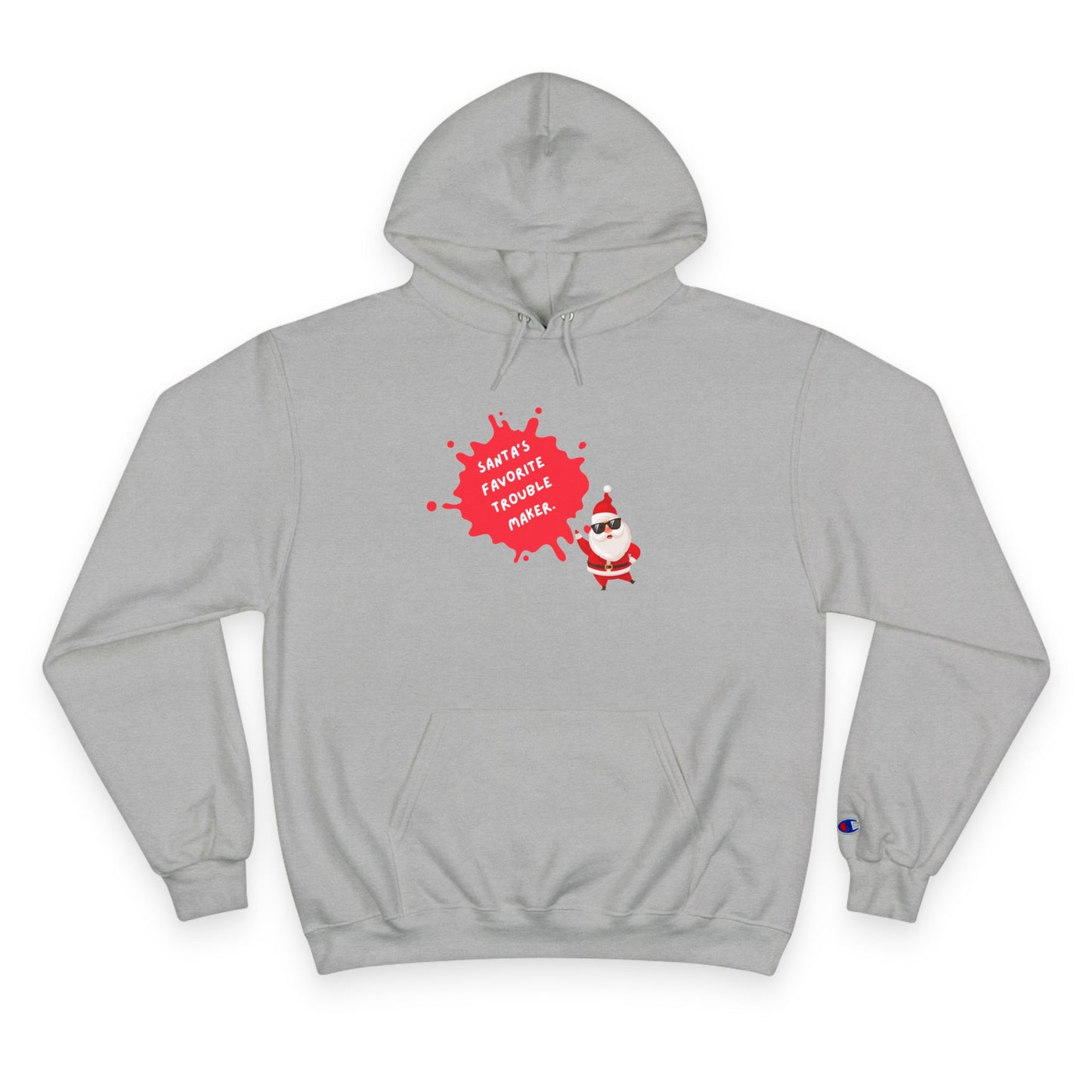 Fun Holiday Hoodie with Santa Design, Christmas Gift, Cozy Winter Wear, Funny Sweatshirt, Unisex Champion Hoodie