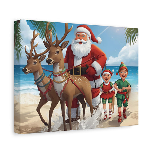Festive Canvas Wall Art, Santa Beach Decoration, Holiday Decor, Christmas Wall Art, Kid-Friendly Home
