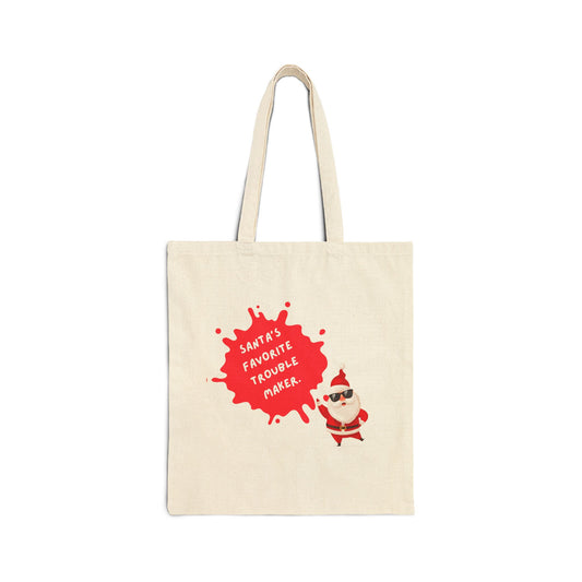 Santa's Favorite Trouble Maker Tote Bag, Holiday Gift, Reusable Shopping Bag, Eco-Friendly Tote, Christmas Shopper, Fun Holiday Accessory