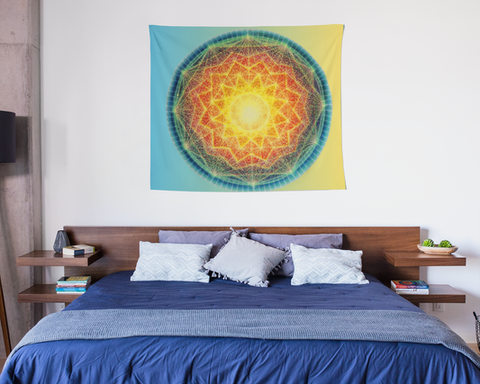 Colorful Mandala Indoor Wall Tapestry, Bohemian Home Decor, Yoga Room Wall Hanging, Meditation Space Decor, Vibrant Art Piece