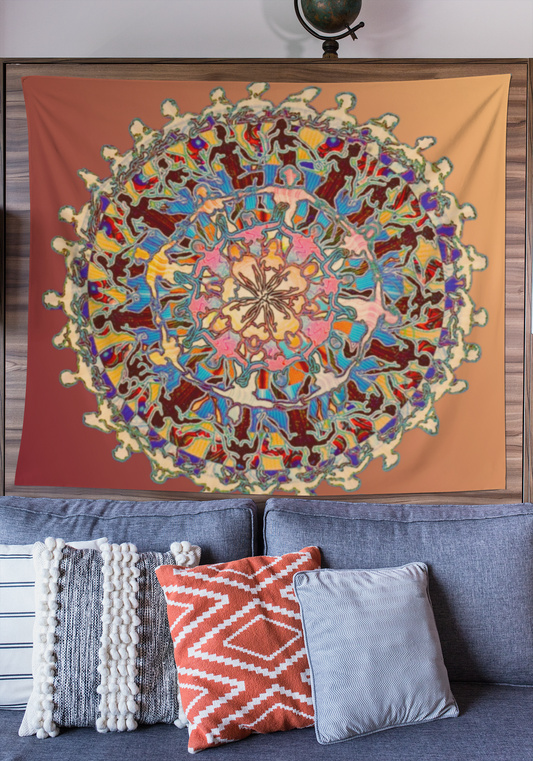 Colorful Mandala Indoor Wall Tapestry, Bohemian Decor, Mindfulness Art, Zen Room Decoration, Festival Wall Hanging