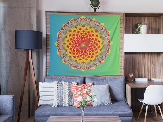 Vibrant Mandala Indoor Wall Tapestry, Psychedelic Décor, Bohemian Home Accents, Colorful Wall Hanging, Yoga Room Decoration, Gift for Her