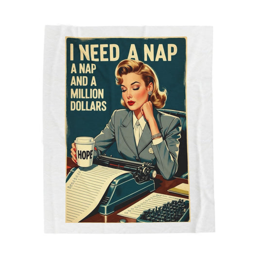 Cozy Vintage-Inspired Velveteen Plush Blanket with 'I Need A Nap' Design, Soft Throw for Home Relaxation, Ideal Gift for Napping Lovers