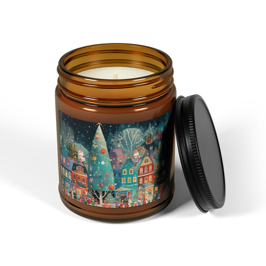 Christmas Soy Candle - Amber Jar, Home Decor, XmasTree, Aromatherapy Candle, Eco-Friendly, Divination Decor