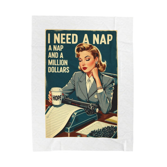 Cozy Vintage-Inspired Velveteen Plush Blanket with 'I Need A Nap' Design, Soft Throw for Home Relaxation, Ideal Gift for Napping Lovers